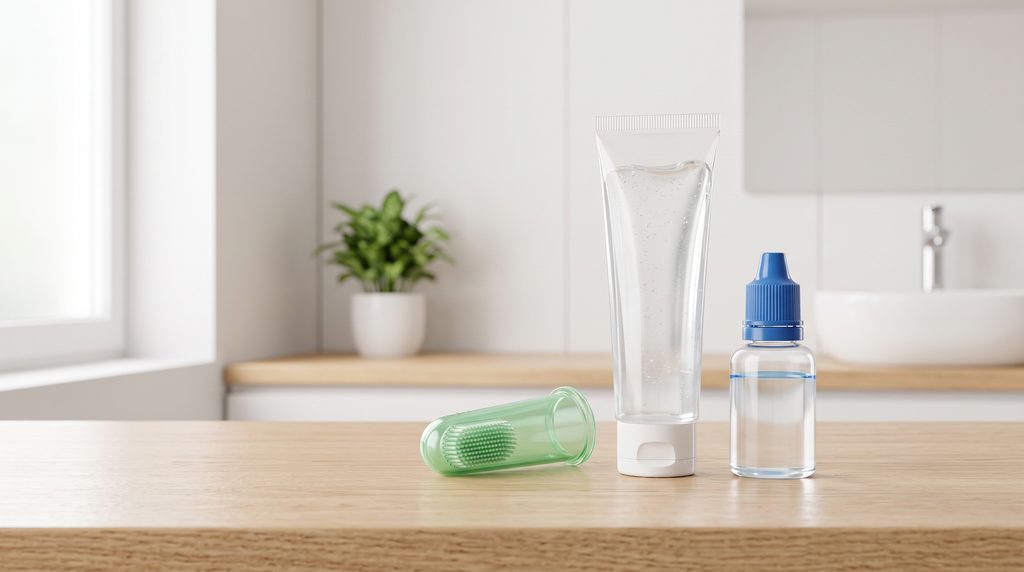 Kit de escovação oral com dedeira de silicone e pasta dental enzimática para prevenção de tártaro em cães