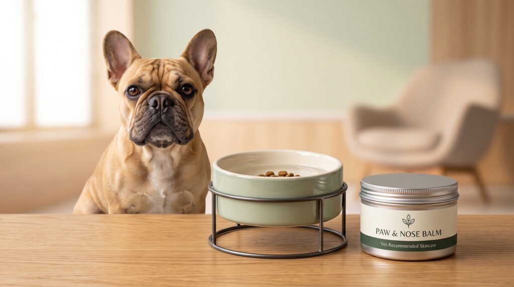 Kit de balm hidratante para focinho e comedouro elevado para cães braquicefálicos