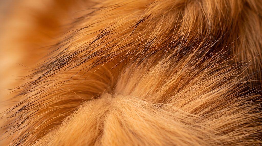 Detalhe aproximado da textura da pelagem dupla e subpelo do cão Spitz Alemão